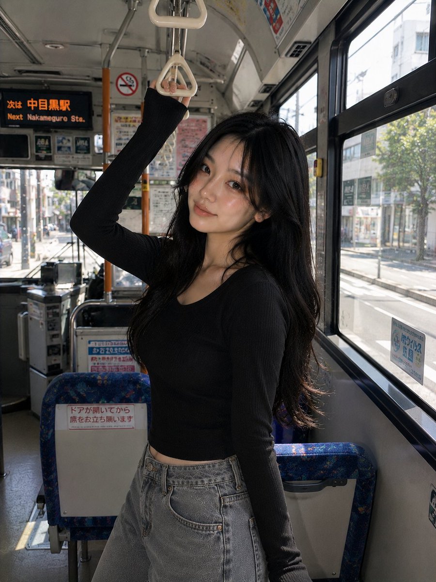 韩国女孩城市公交抓拍