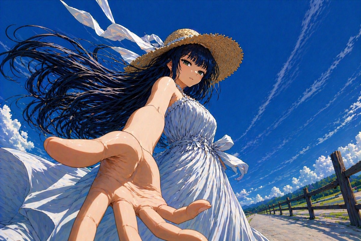 低角度动漫夏季伸手画面