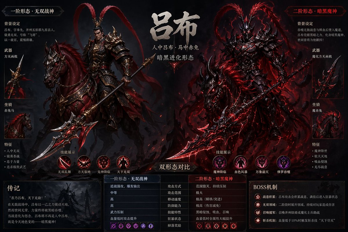吕布游戏 Boss 双形态设计