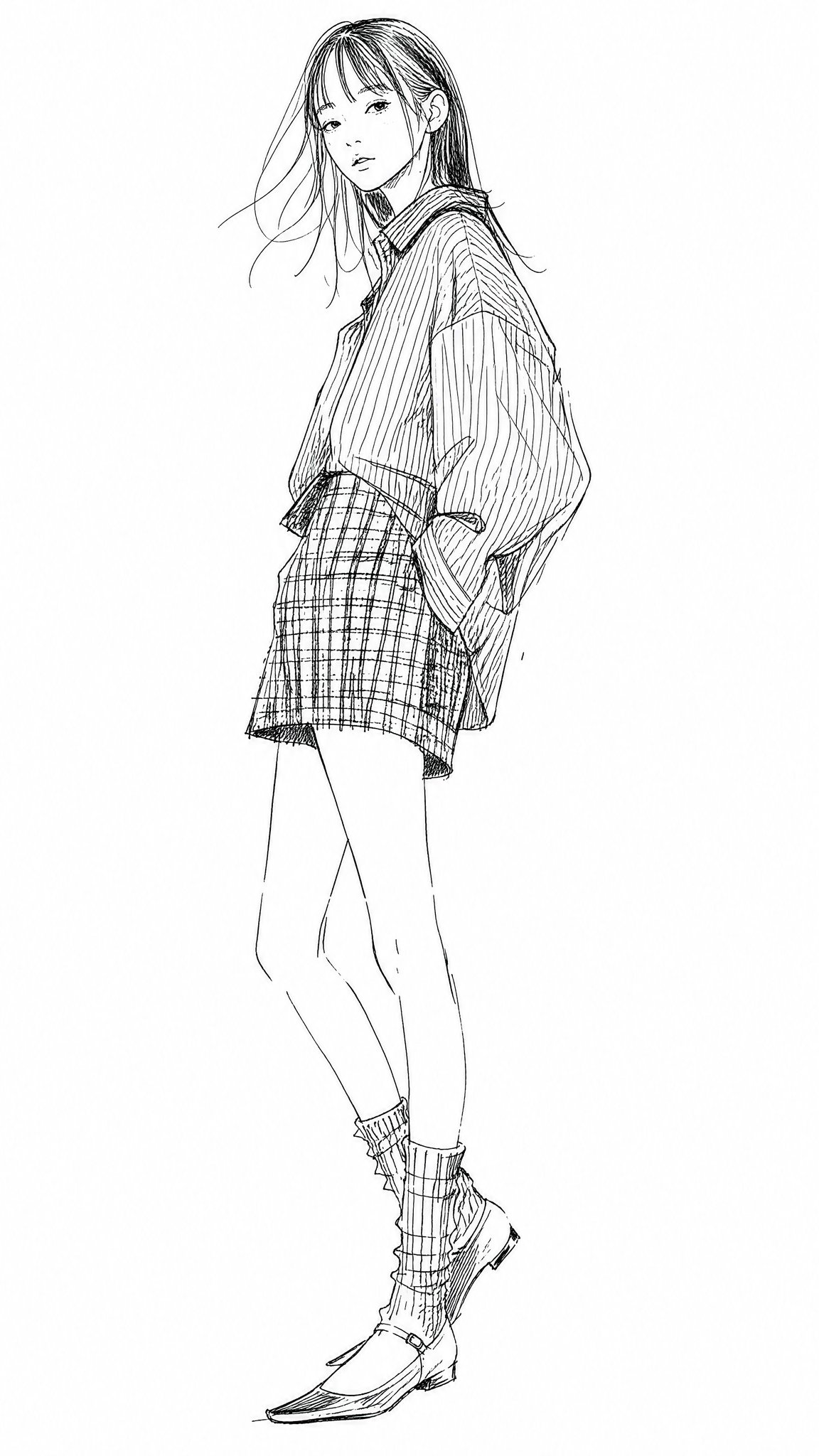 漫画时尚线稿少女