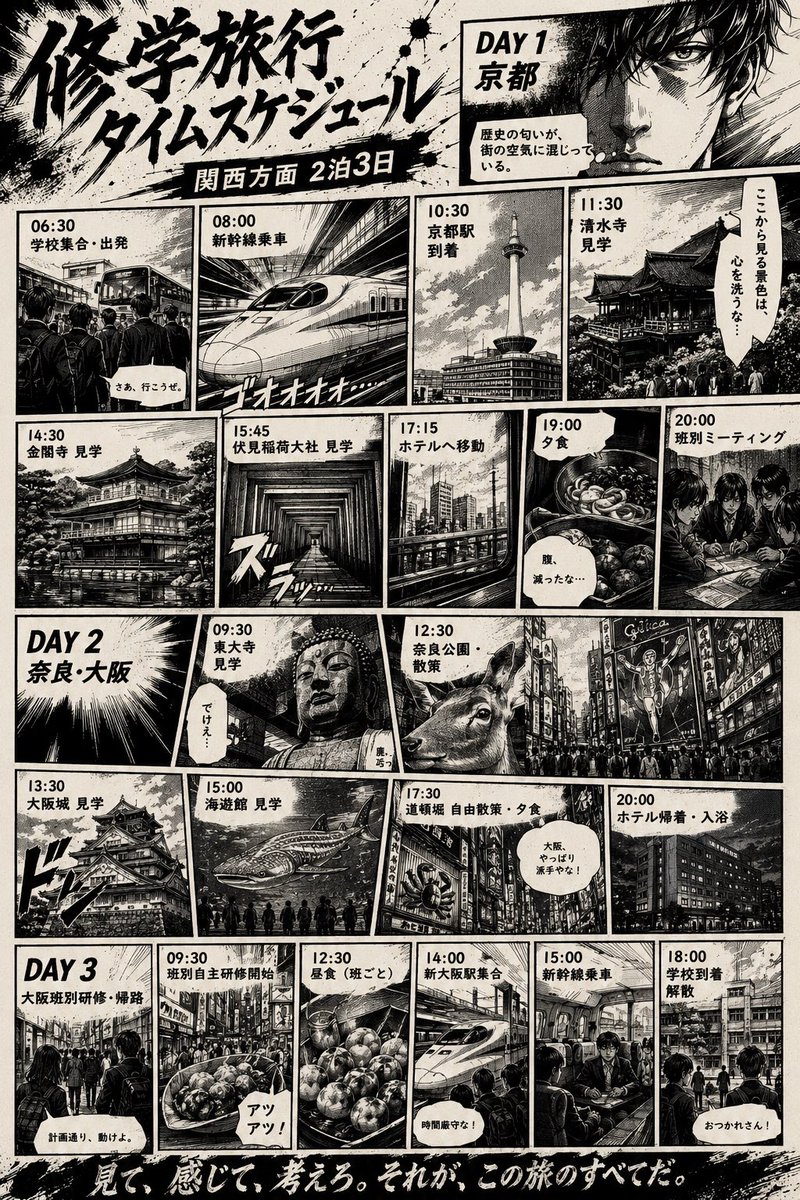 漫画风修学旅行时间表