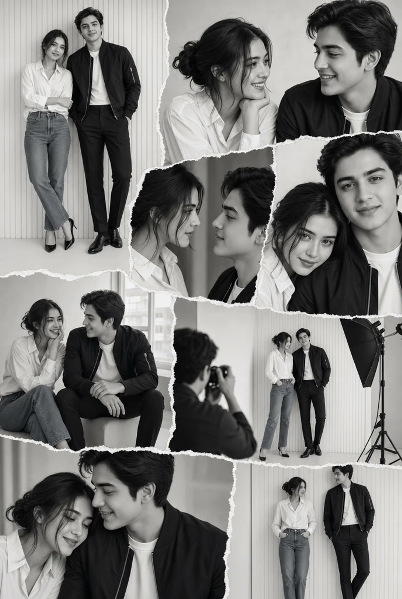 Monochrome Couple Studio Collage