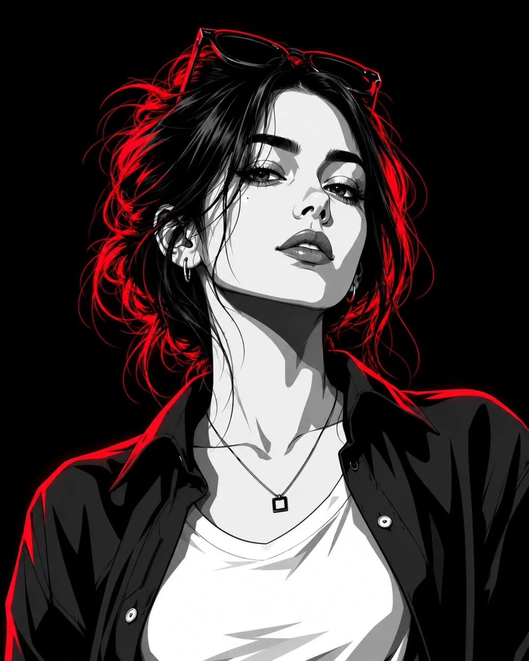 Monochrome Portrait with Neon Rim Light 2