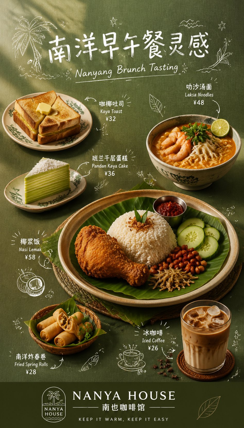 南洋早午餐手写菜单海报