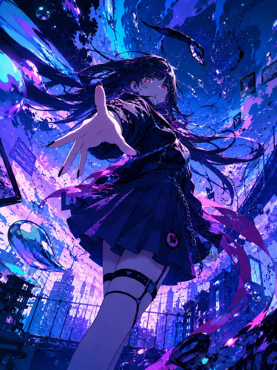 霓虹哥特动漫风天台少女