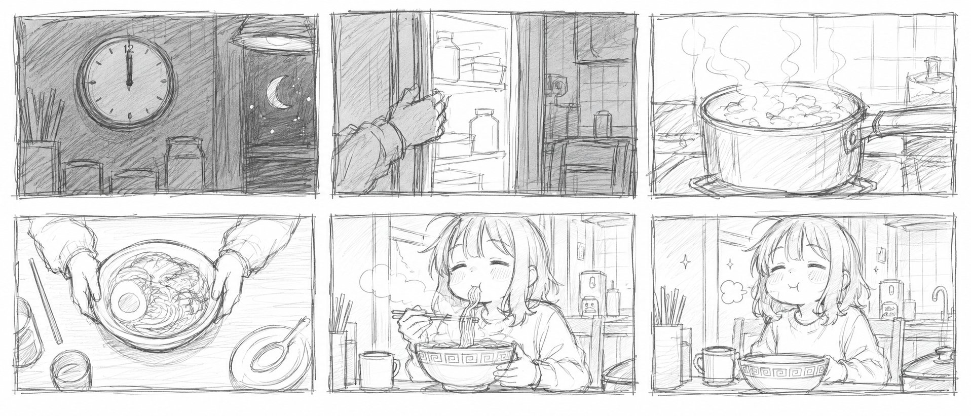 铅笔素描故事板草图