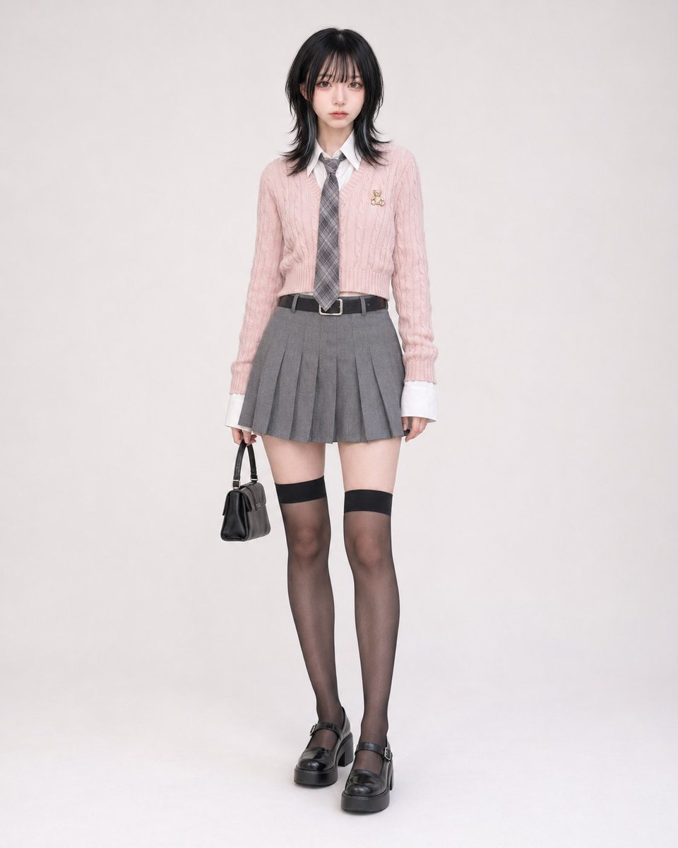 粉色麻花针织校服