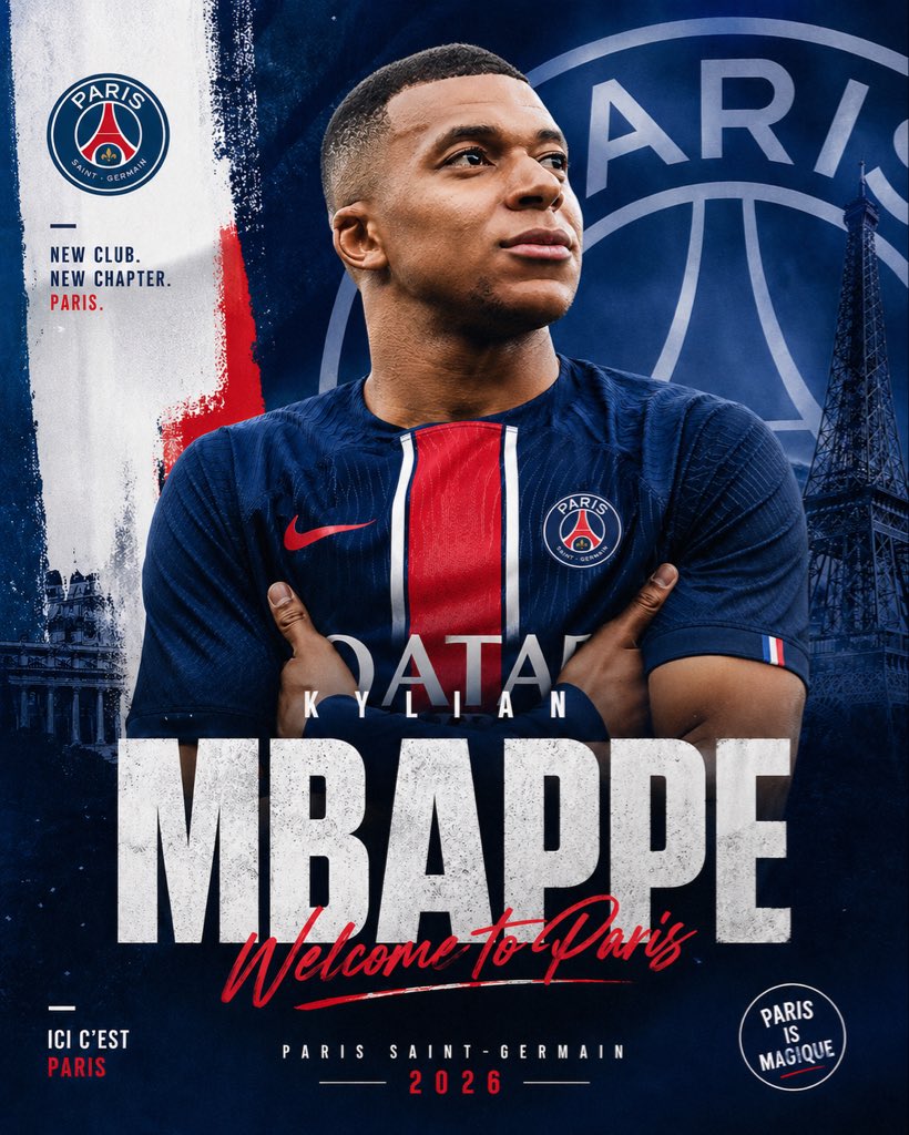巴黎圣日耳曼 (PSG) 转会官宣海报