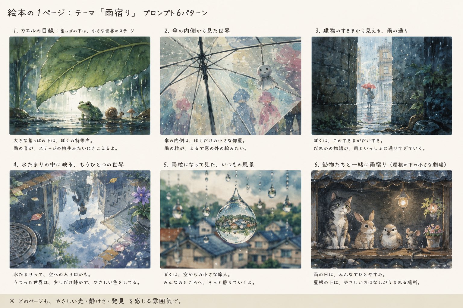雨宿り絵本プロンプトシート