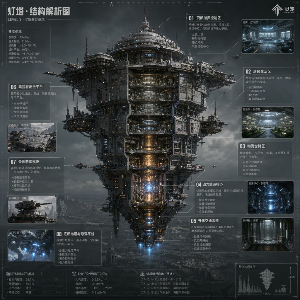 科幻灯塔结构解析图