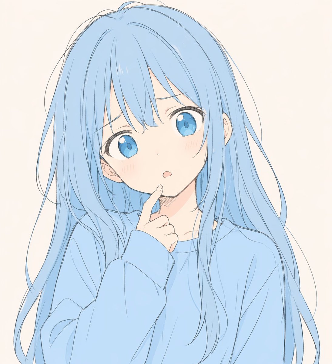 柔和蓝色动漫少女肖像