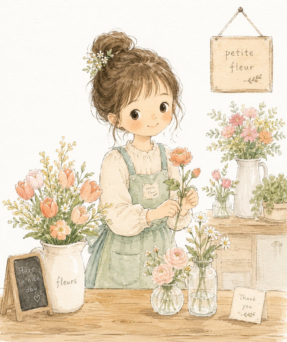 柔和水彩童书插画