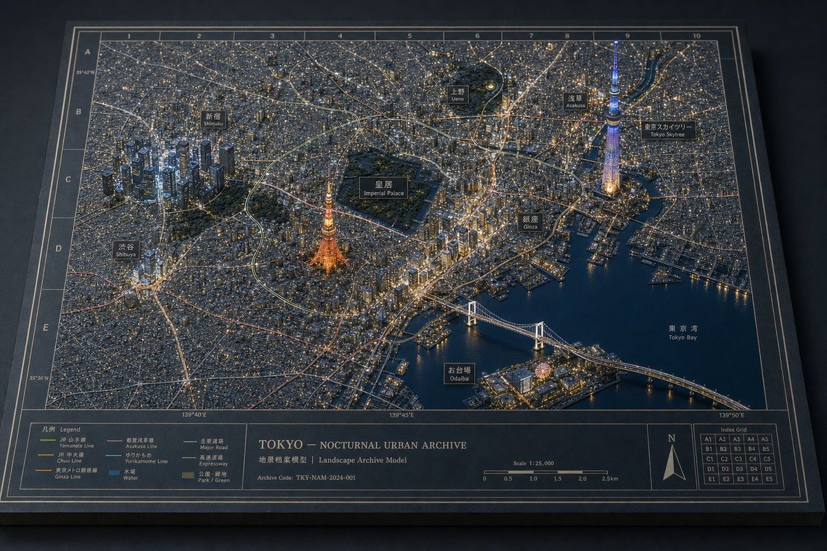 东京夜景立体模型地图