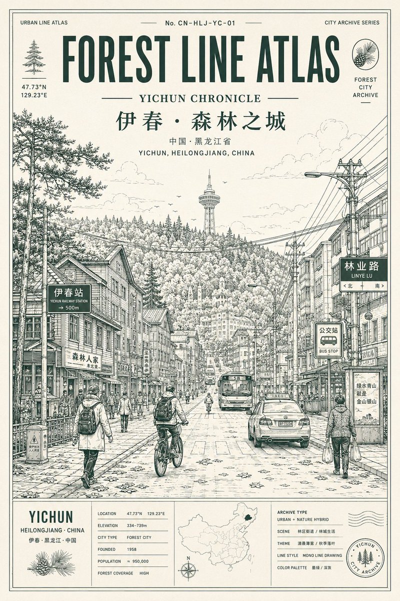 城市线条图集海报