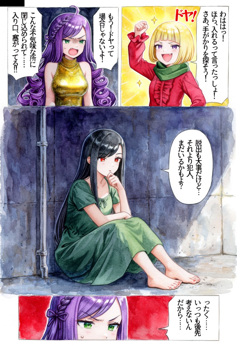 水彩漫画风格密室页面