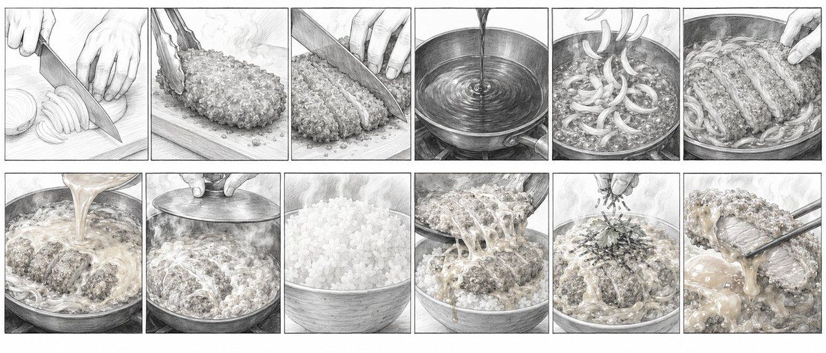 Infographic / Edu Visual - Katsudon Cooking Storyboard