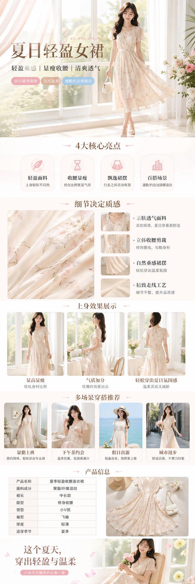 清新夏日女装连衣裙电商展示