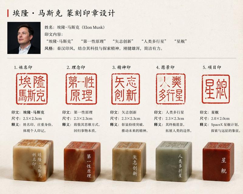 马斯克专属篆刻印章设计