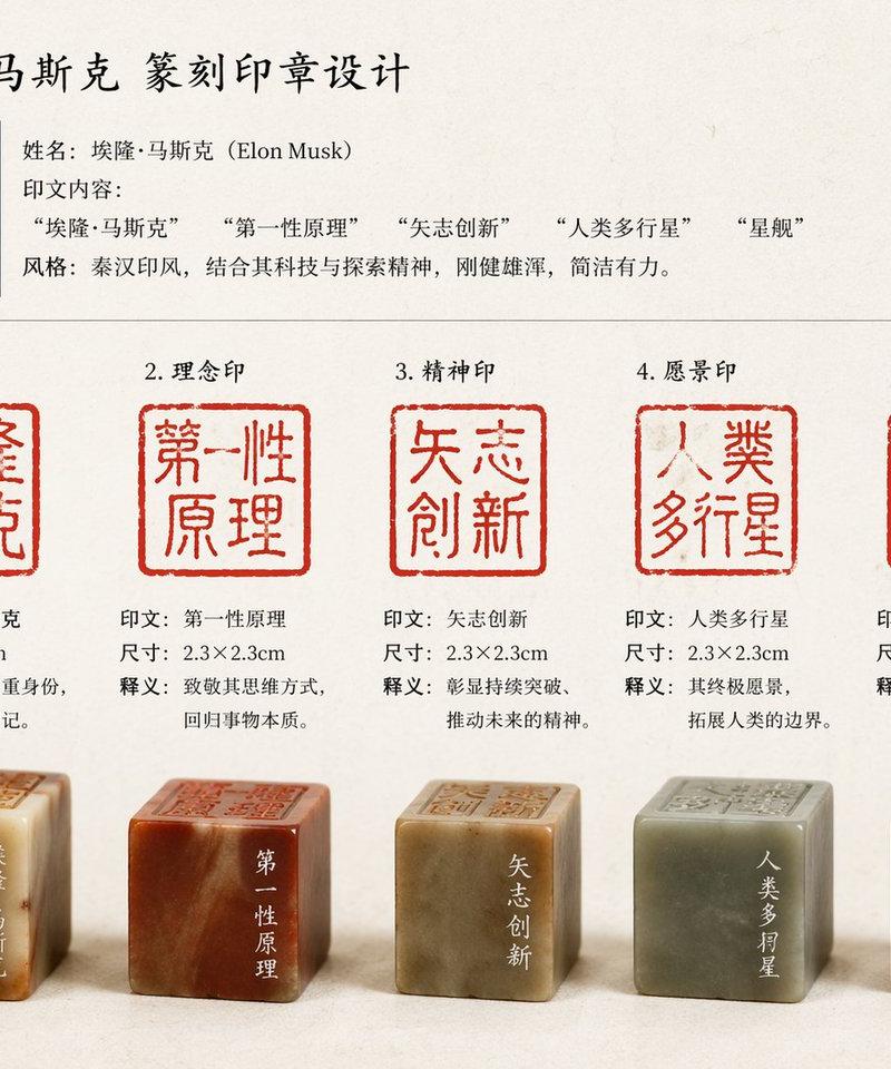 马斯克专属篆刻印章设计