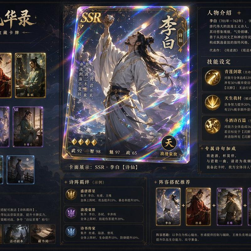 古风诗人镭射典藏卡牌