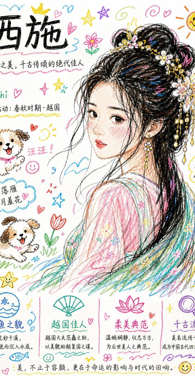 彩色潦草小狗线条风格重绘