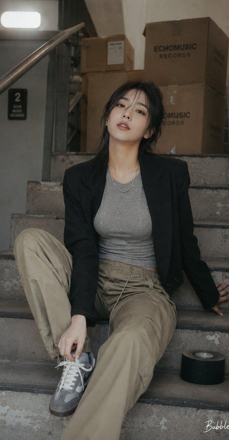 唱片公司楼梯间写真人像