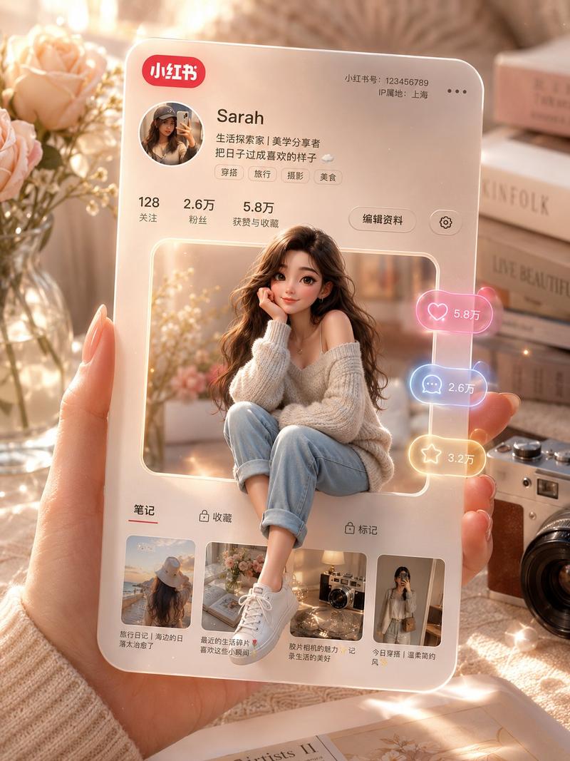 3D 小红书个人资料卡