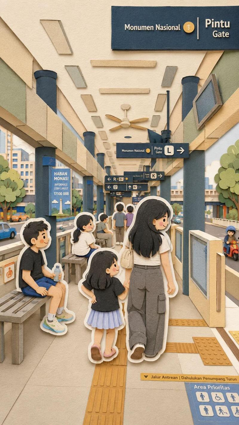 家庭旅行纸雕拼贴