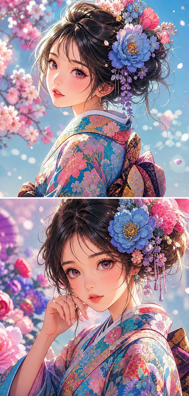 花簪和服动漫肖像