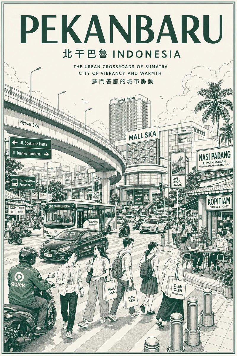 Vintage Monochrome City Travel Poster