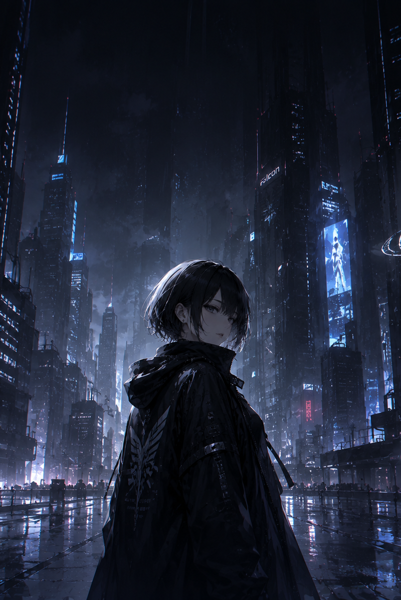 Anime wallpaper for foldable phone — dark cool style