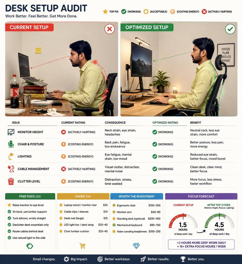 Desk Setup Audit Infographic