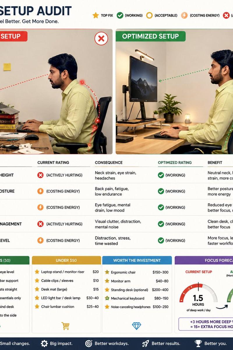 Desk Setup Audit Infographic