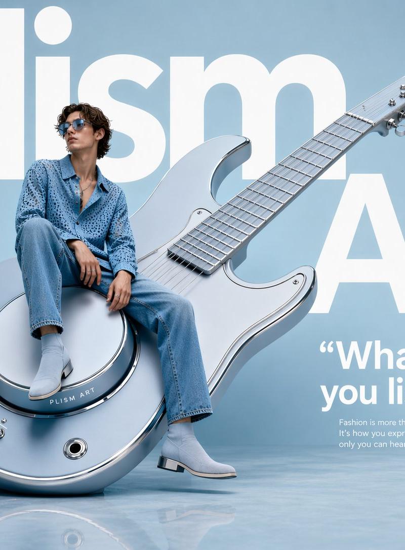 Avant-Garde Guitar Sculpture Fashion Advertisement