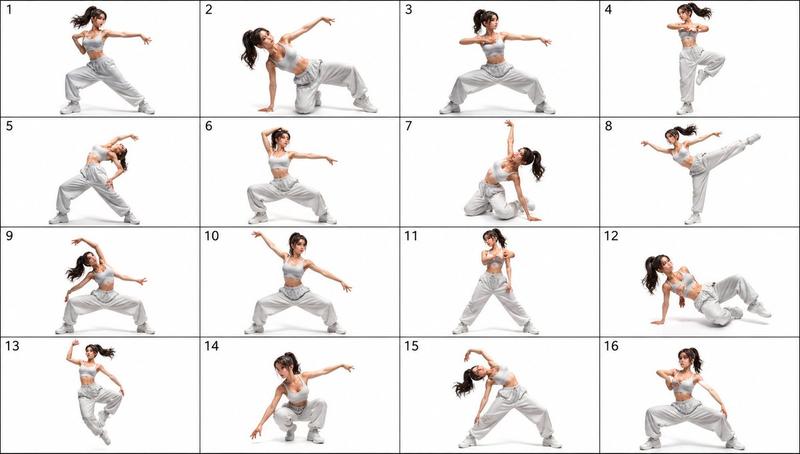 16-Pose Dance Reference Sheet