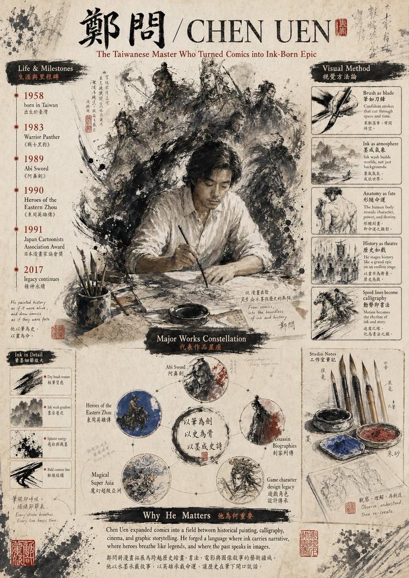 Ink-Wash Tribute Poster for Chen Uen