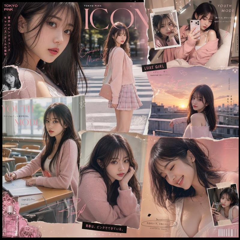 Tokyo Pink Fashion Collage