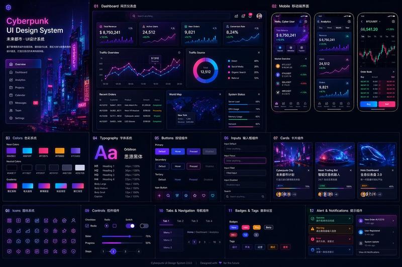 Cyberpunk Neon UI Design System