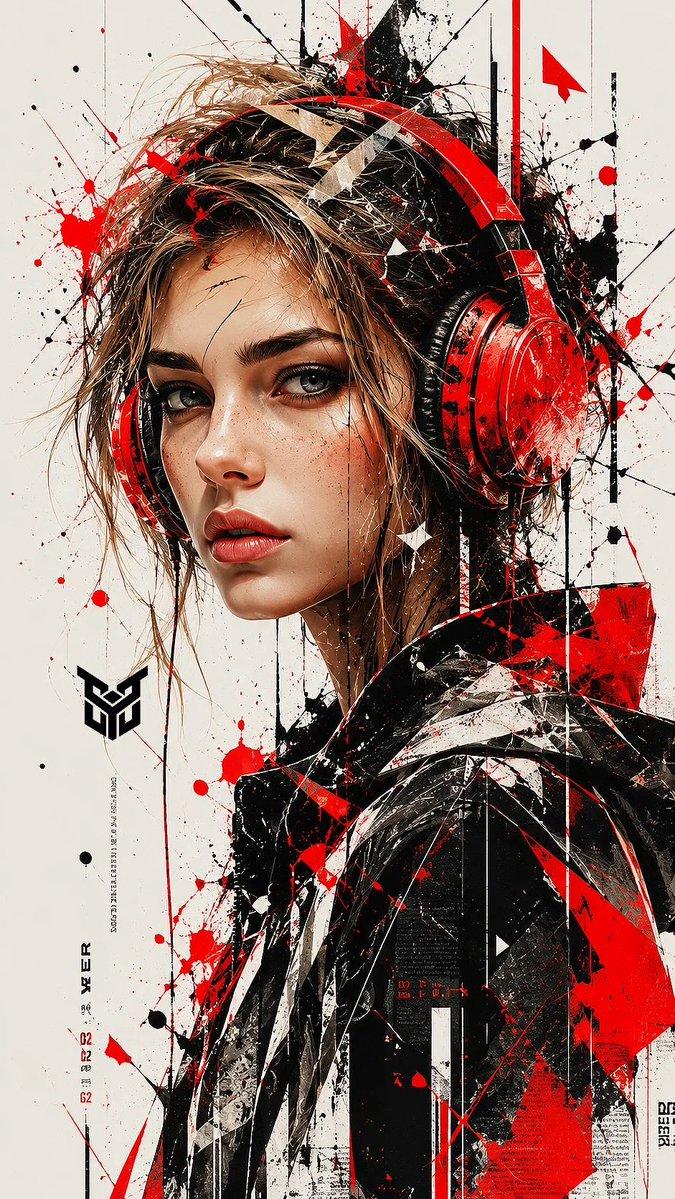 Trash Polka Headphones Portrait