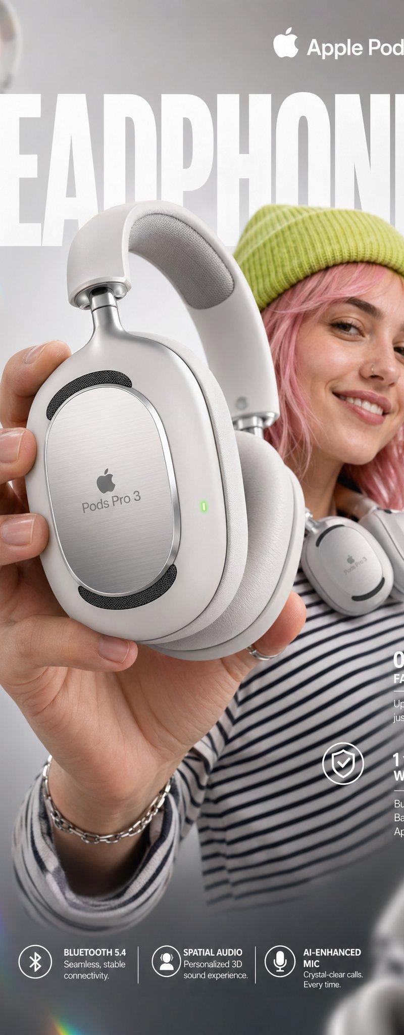 Apple Pods Pro 3 Headphone E-Commerce Infographic
