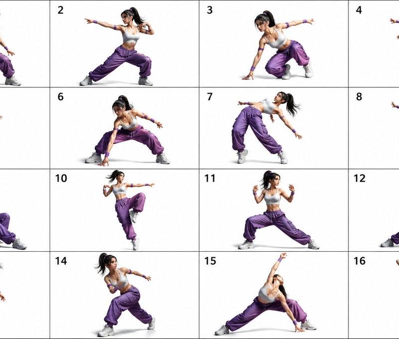 16-Pose Dance Combat Reference Sheet