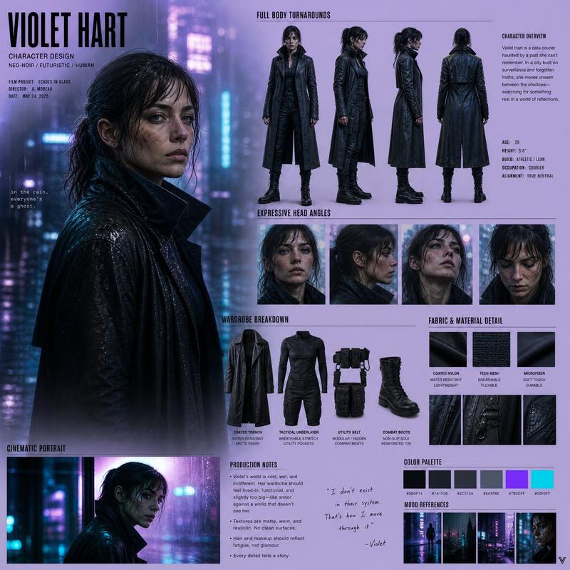 Neo-Noir Character Design Board