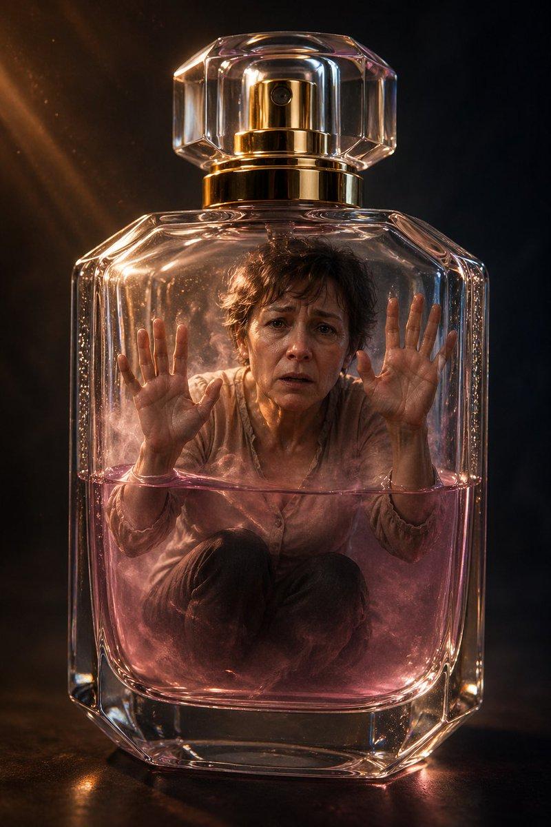 Woman in Crystal Perfume Bottle
