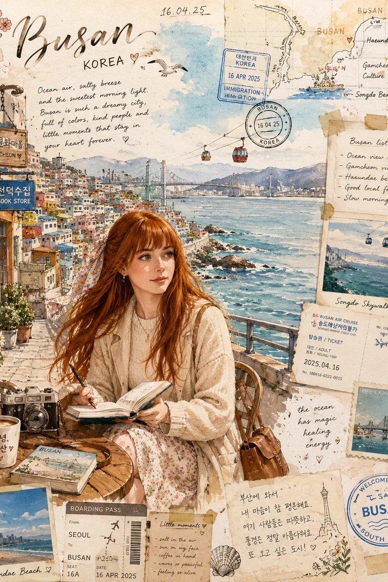Busan Travel Journal Illustration