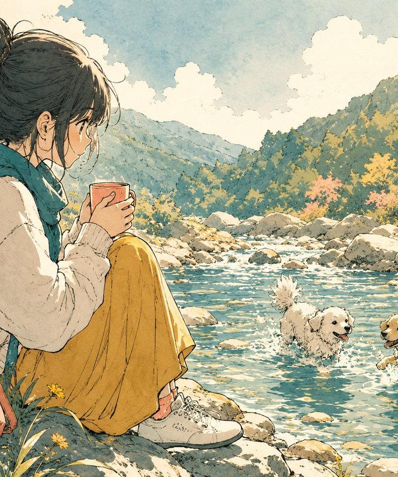 Coffee Girl By the River