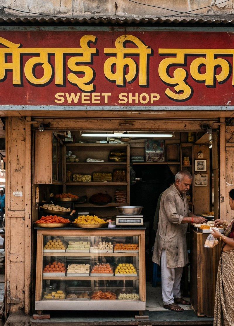 Old Delhi Sweet Shop Storefront Documentary Photo