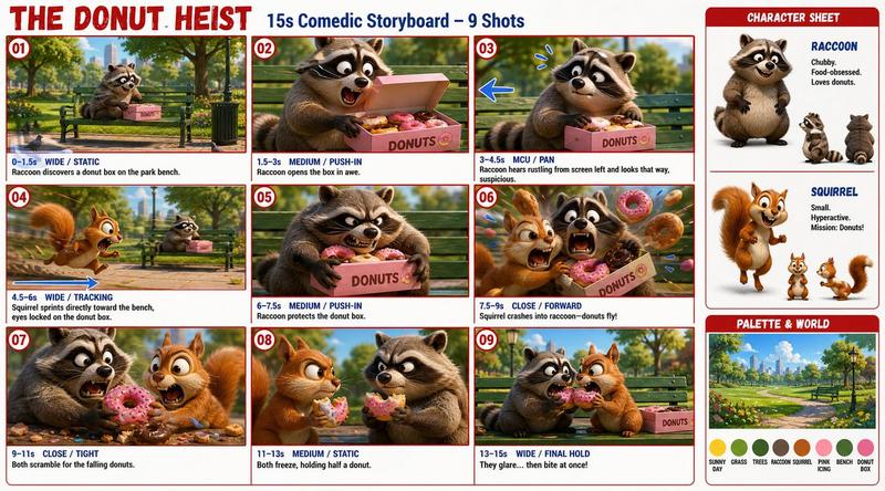 Donut Heist Storyboard Sheet