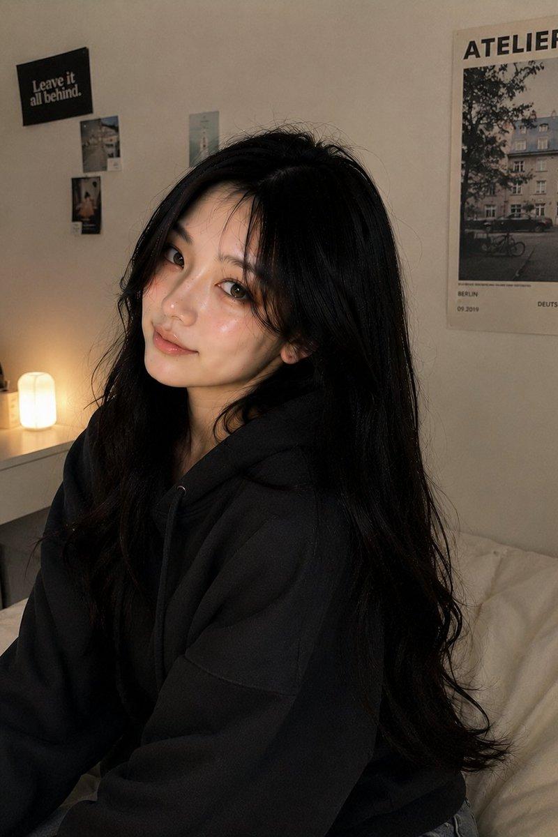 Cozy Bedroom Korean Girl Portrait