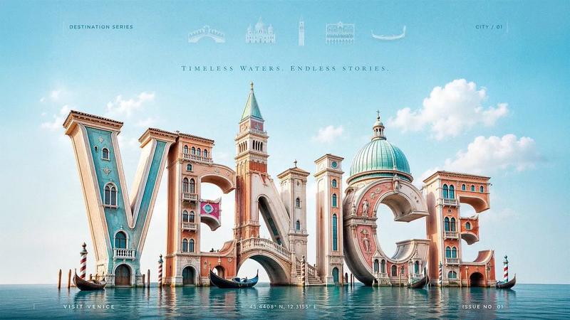 3D Typography Travel Poster