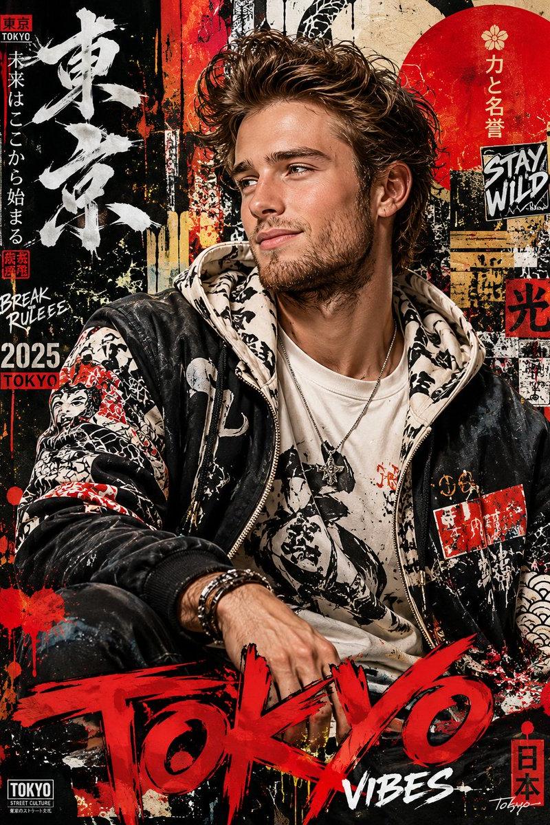 Japanese Graffiti Portrait Poster